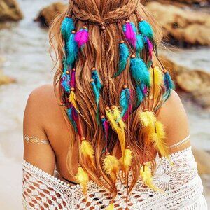 Feather Headband Bohemian Gypsy Hair Accessory Festival Boho Style
